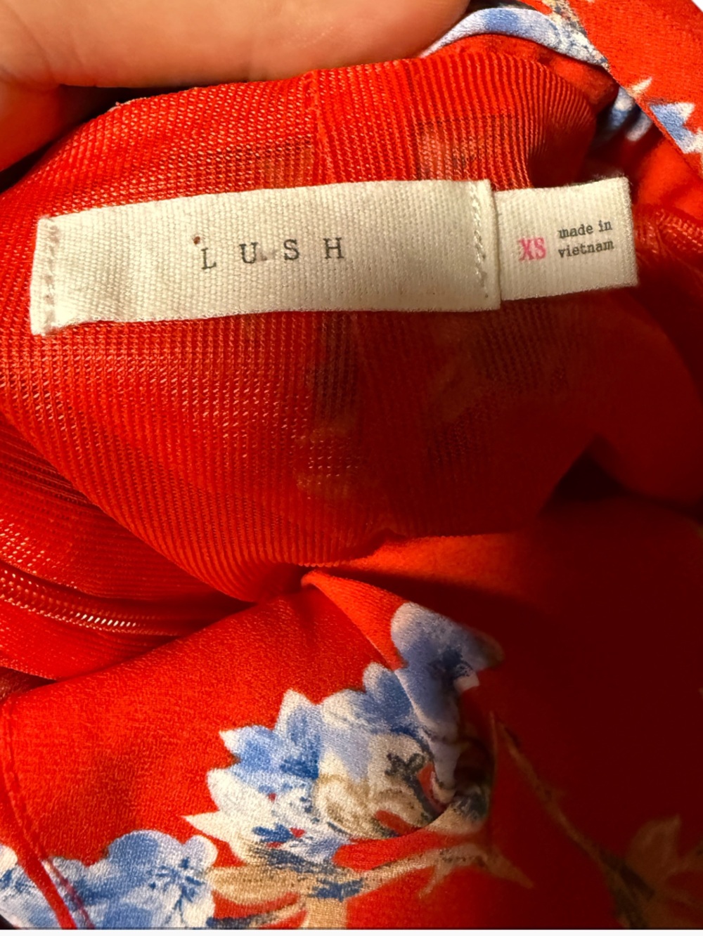 Lush Red Floral Maxi dress  with Blue Accent Flowers size XS in excellent condit - Picture 14 of 16